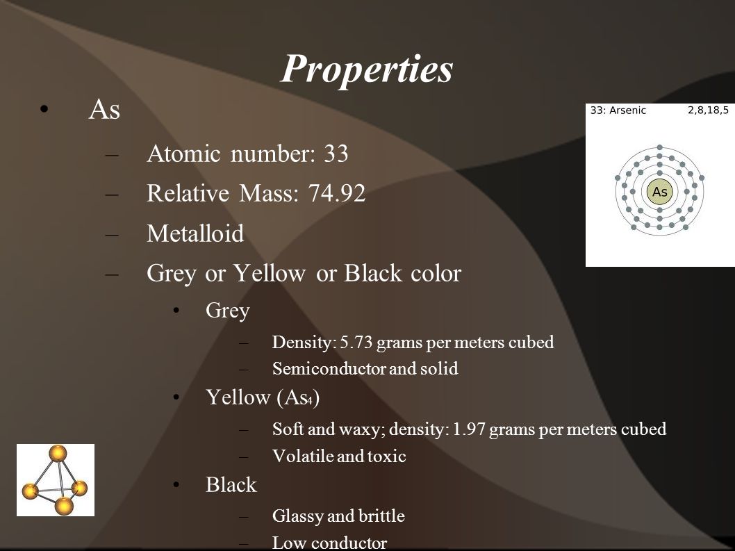 33 Laura Arsenic ... As Properties number: \u2013Atomic Stanton. As \u2013Atomic Laura number: 33 Arsenic Stanton. ... Properties