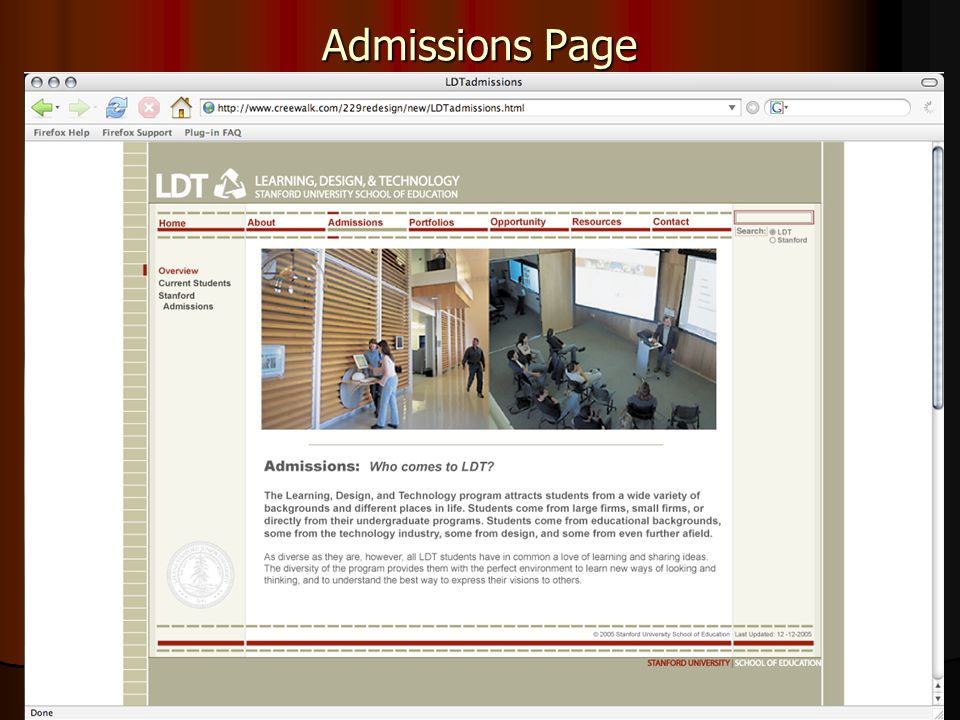 Admissions Page