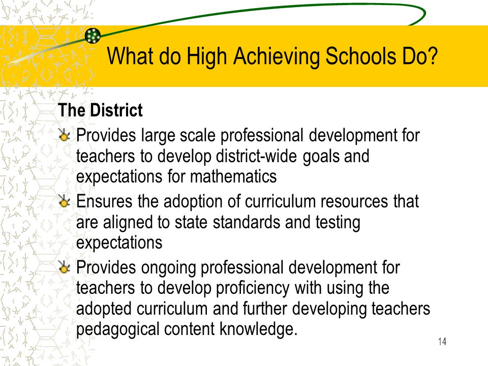 14 What do High Achieving Schools Do.