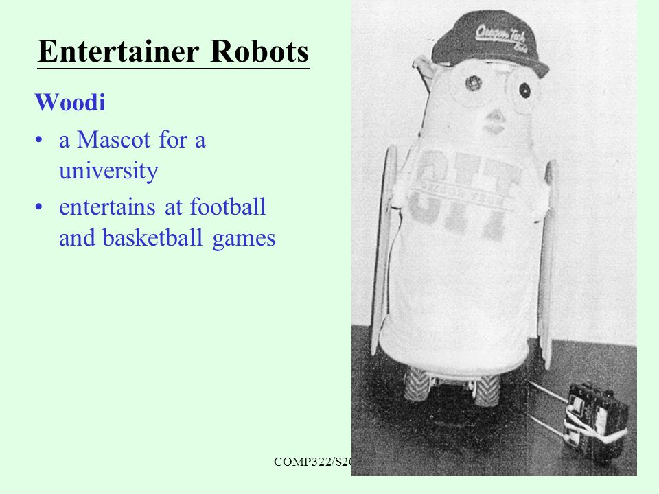 COMP322/S2000/L28 Entertainer Robots Woodi a Mascot for a university entertains at football and basketball games