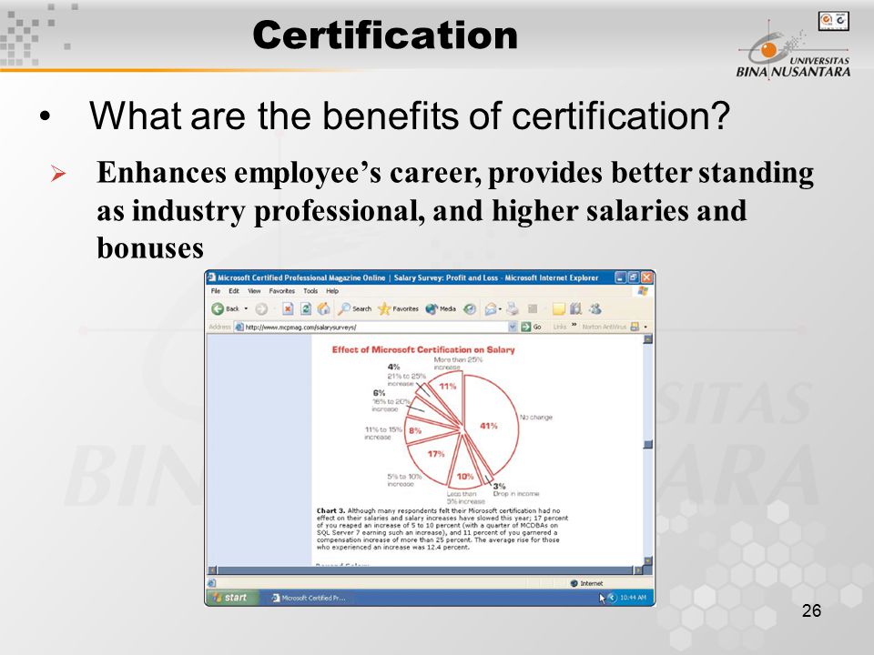 26 Certification What are the benefits of certification.