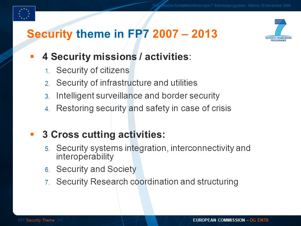 FP7 Security Theme /11 Thematische Auftaktkonferenz zum 7.