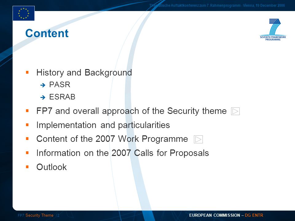 FP7 Security Theme /2 Thematische Auftaktkonferenz zum 7.