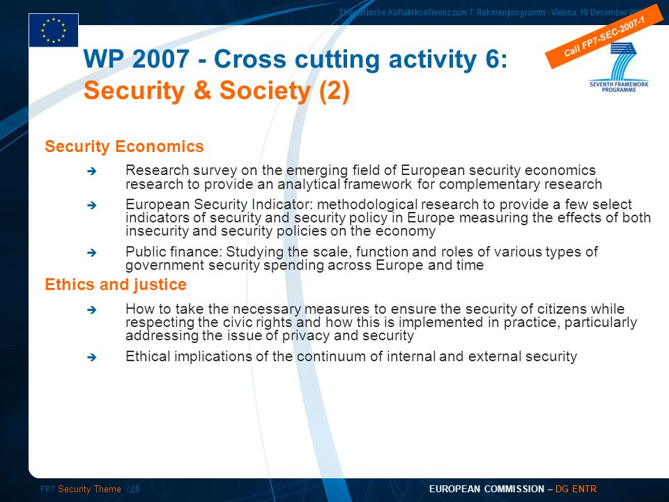 FP7 Security Theme /28 Thematische Auftaktkonferenz zum 7.