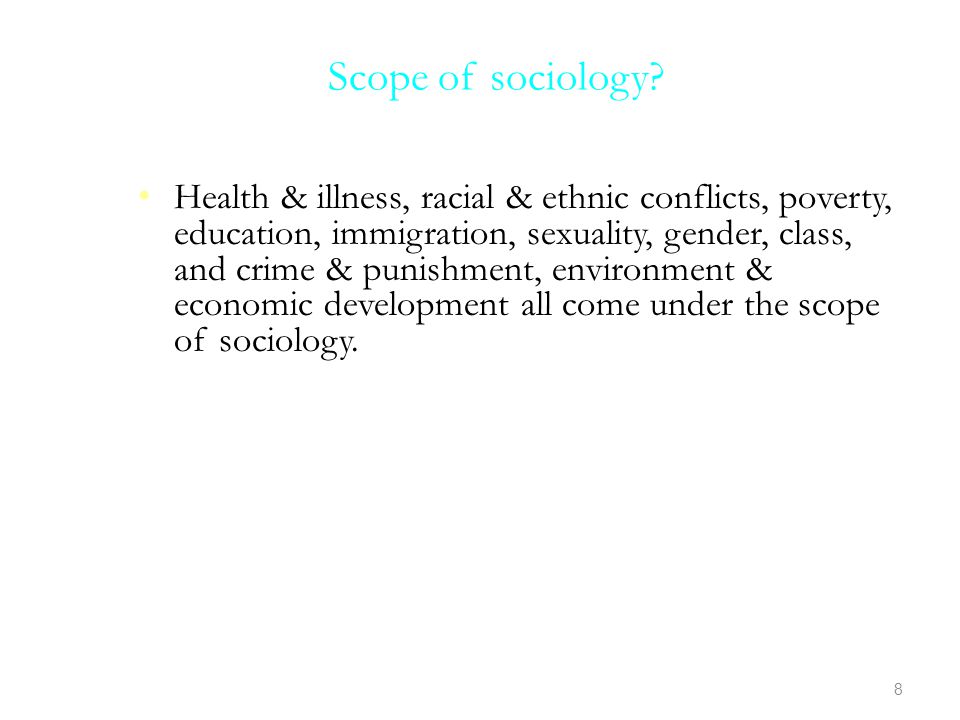 Scope of sociology.