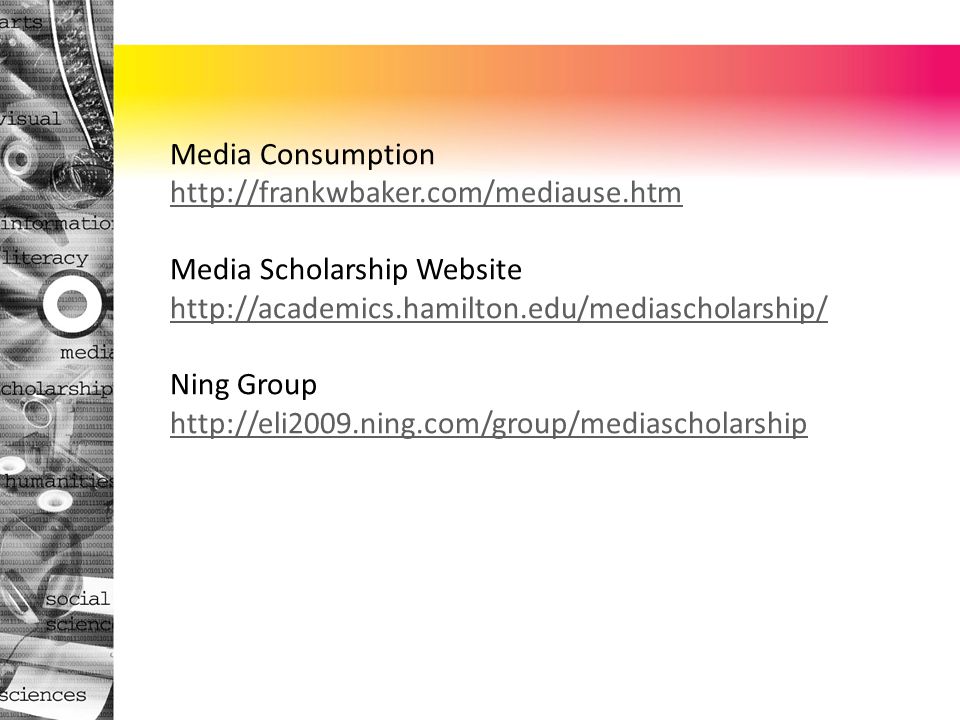 Media Consumption   Media Scholarship Website   Ning Group