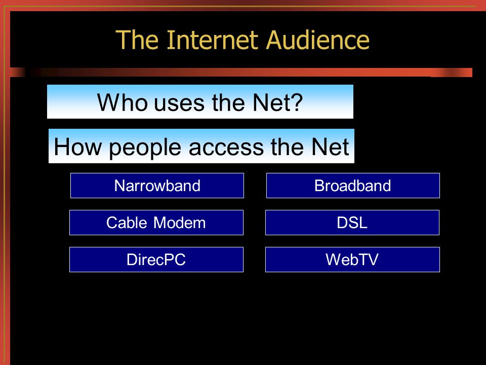 The Internet Audience Who uses the Net.