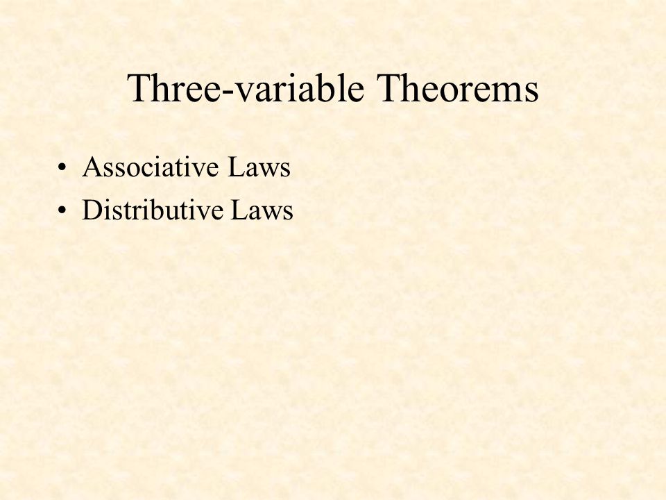 Three-variable Theorems Associative Laws Distributive Laws
