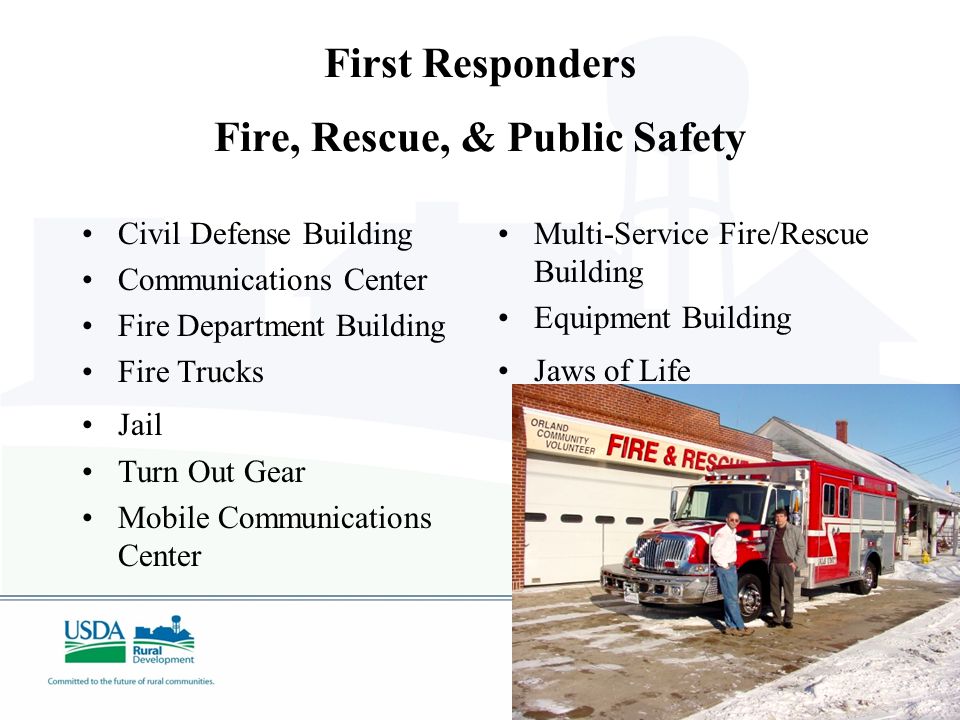 First Responders Fire, Rescue, & Public Safety Civil Defense Building Communications Center Fire Department Building Fire Trucks Jail Turn Out Gear Mobile Communications Center Multi-Service Fire/Rescue Building Equipment Building Jaws of Life
