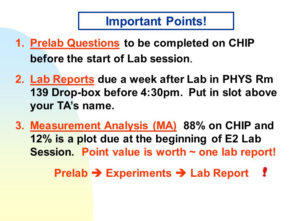 Prelab  Experiments  Lab Report Important Points.