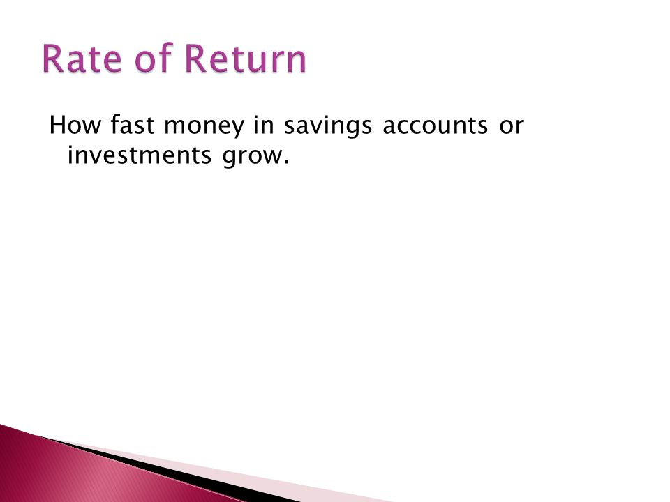 How fast money in savings accounts or investments grow.