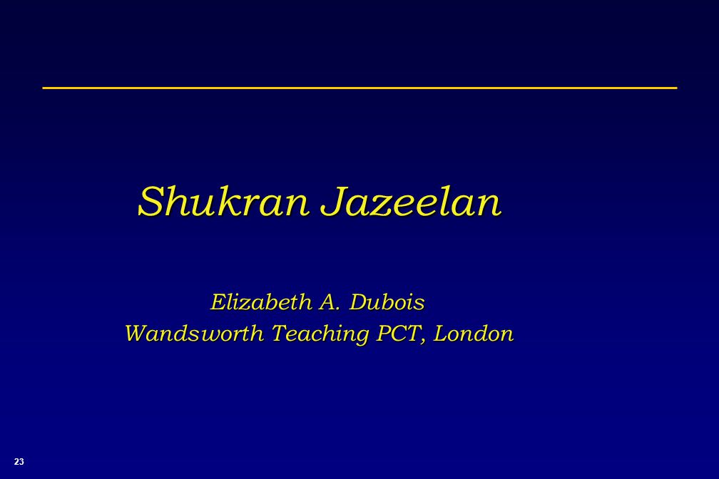 23 Shukran Jazeelan Elizabeth A. Dubois Wandsworth Teaching PCT, London