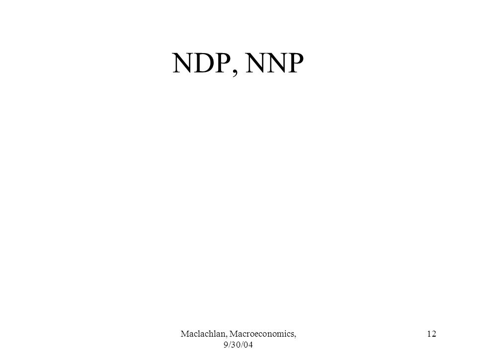 Maclachlan, Macroeconomics, 9/30/04 12 NDP, NNP