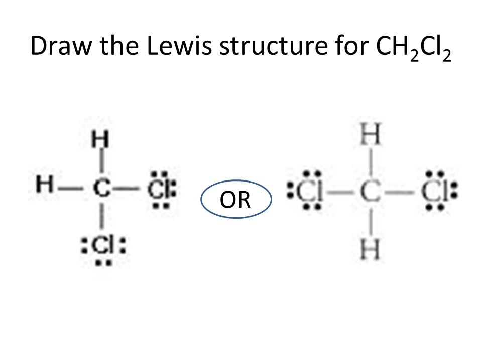 Draw the Lewis structure for CH 2 Cl 2 OR.