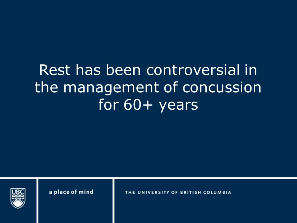 Rest has been controversial in the management of concussion for 60+ years