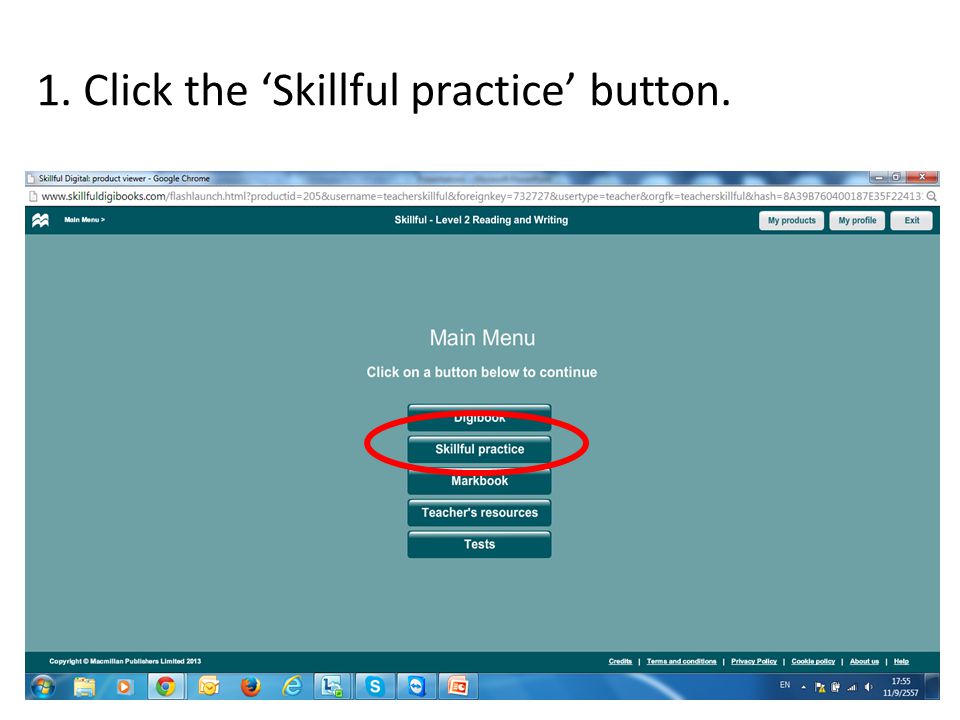 1. Click the ‘Skillful practice’ button.