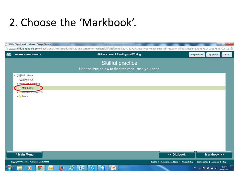 2. Choose the ‘Markbook’.