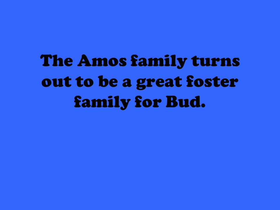 The Amos family turns out to be a great foster family for Bud.