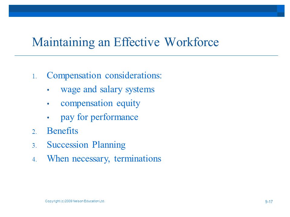 Maintaining an Effective Workforce 1.