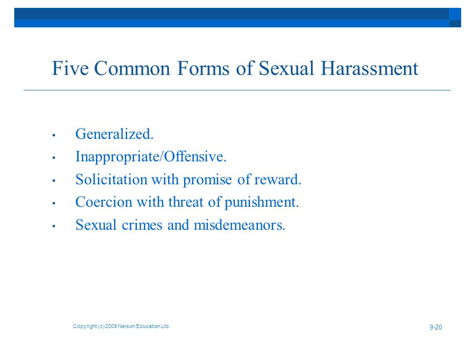 Five Common Forms of Sexual Harassment Generalized.