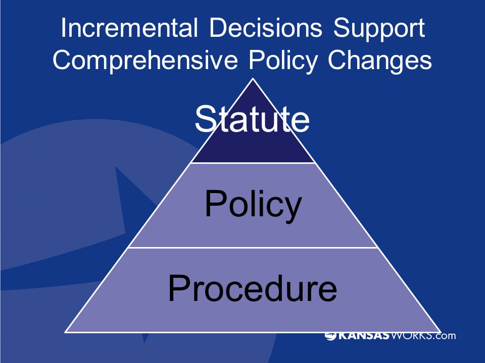 Statute Policy Procedure Incremental Decisions Support Comprehensive Policy Changes