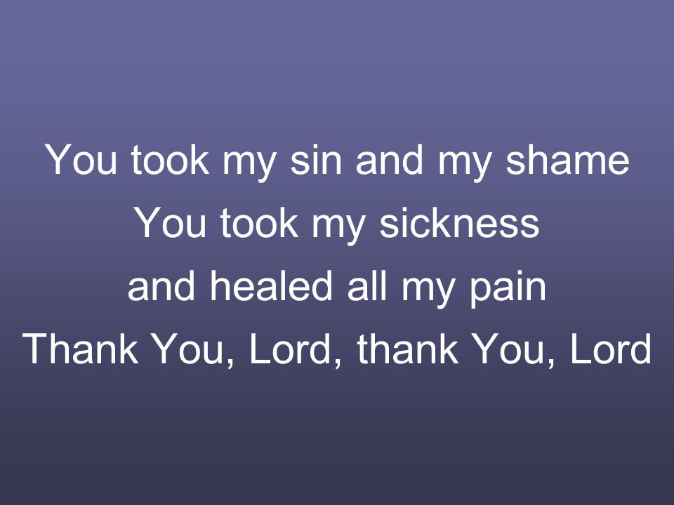You took my sin and my shame You took my sickness and healed all my pain Thank You, Lord, thank You, Lord