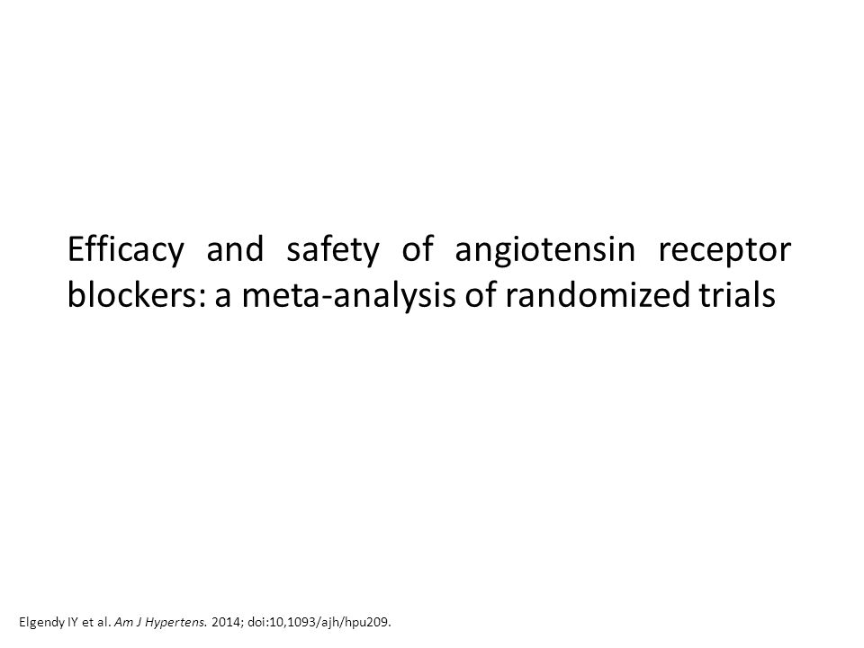 Efficacy and safety of angiotensin receptor blockers: a meta-analysis of randomized trials Elgendy IY et al.
