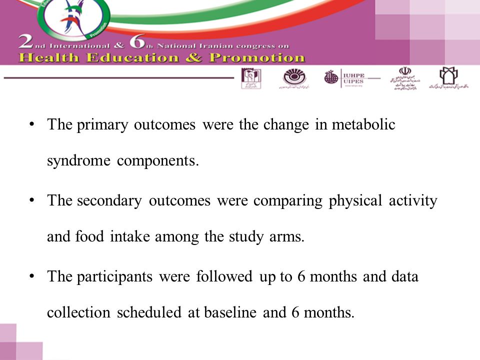 The primary outcomes were the change in metabolic syndrome components.