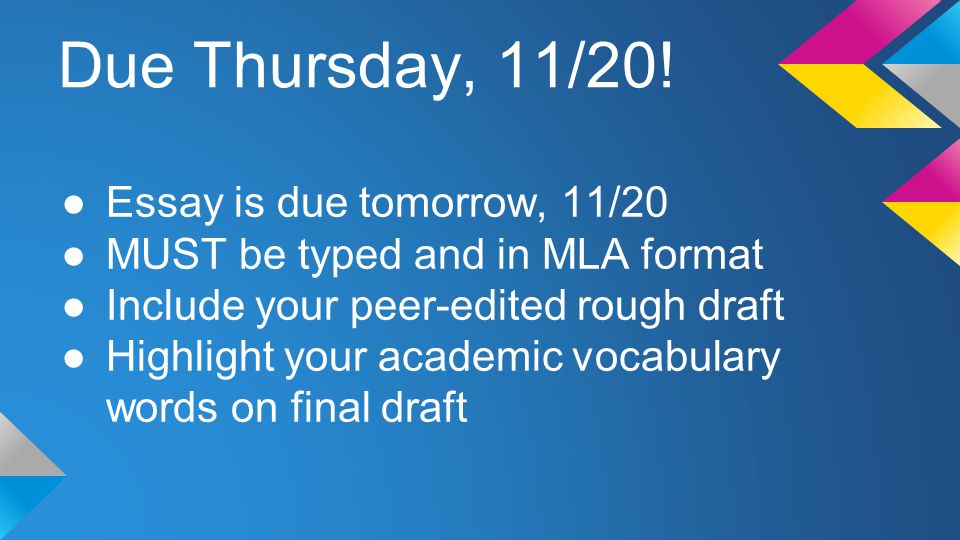 Due Thursday, 11/20.