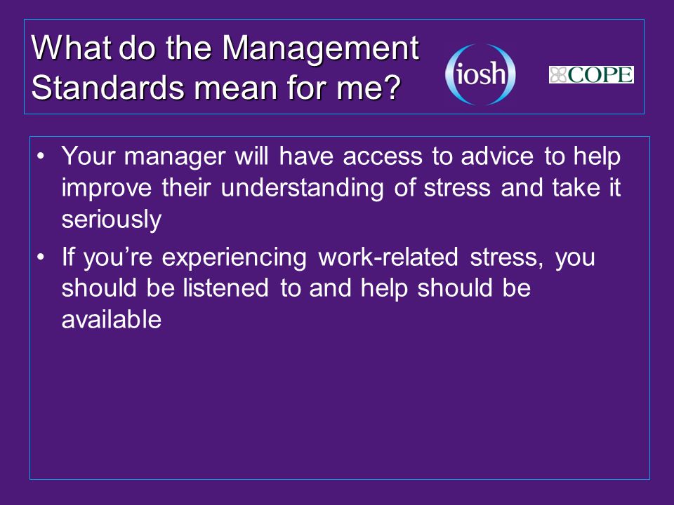 What do the Management Standards mean for me.