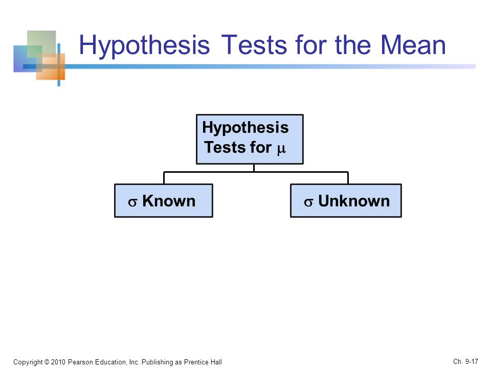 Hypothesis Tests for the Mean Copyright © 2010 Pearson Education, Inc.