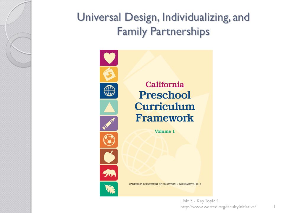 Universal Design, Individualizing, and Family Partnerships Unit 5 - Key Topic 4