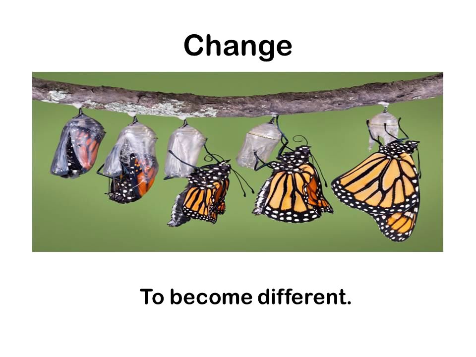 Change To become different.