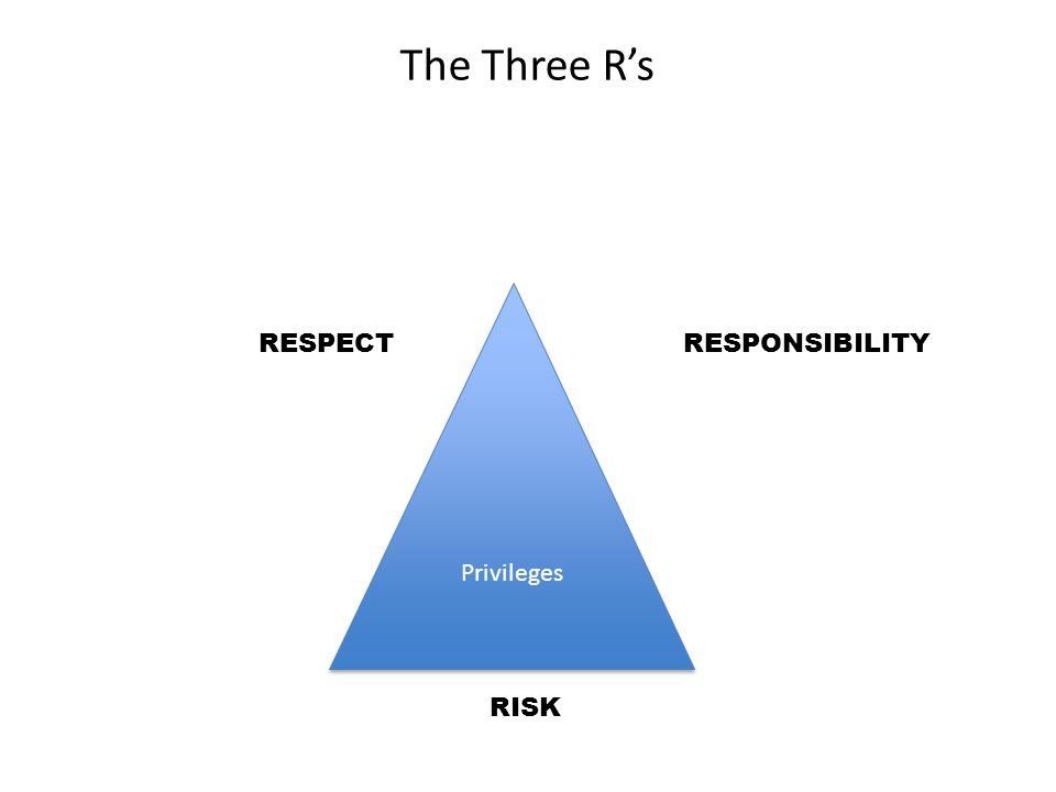 The Three R’s RESPECTRESPONSIBILITY RISK Privileges