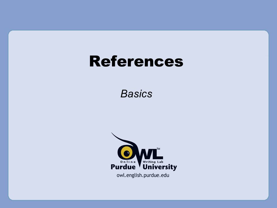 References Basics