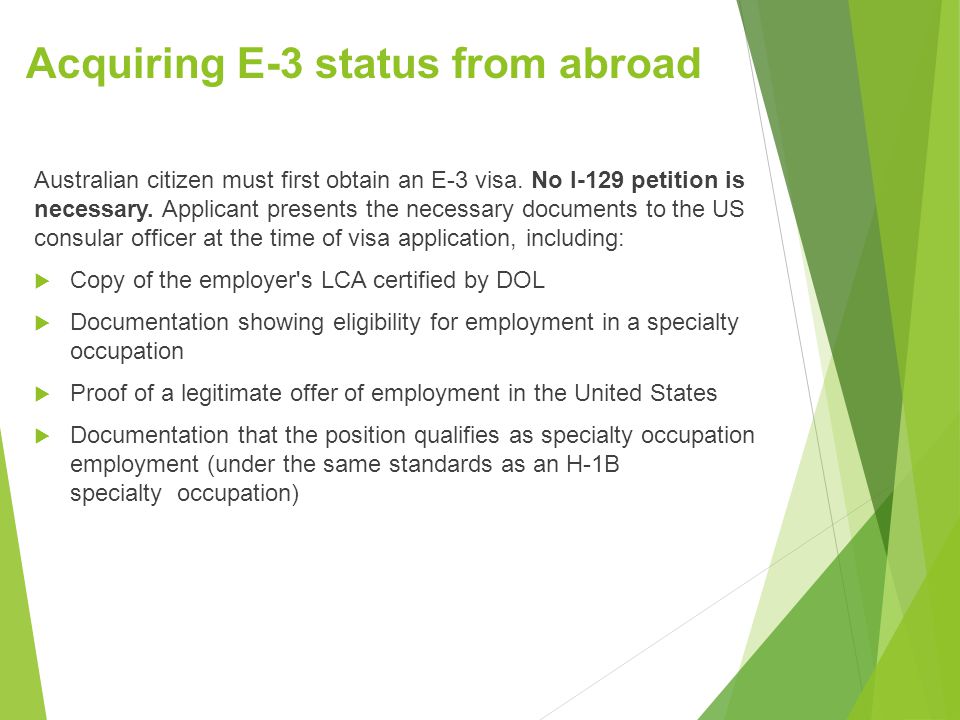 Hiring Foreign Nationals In Tn And E 3 Status E 3 Australian Specialty Occupation Employees The E 3 Category Allows Aliens Who Are Nationals Of The Ppt Download