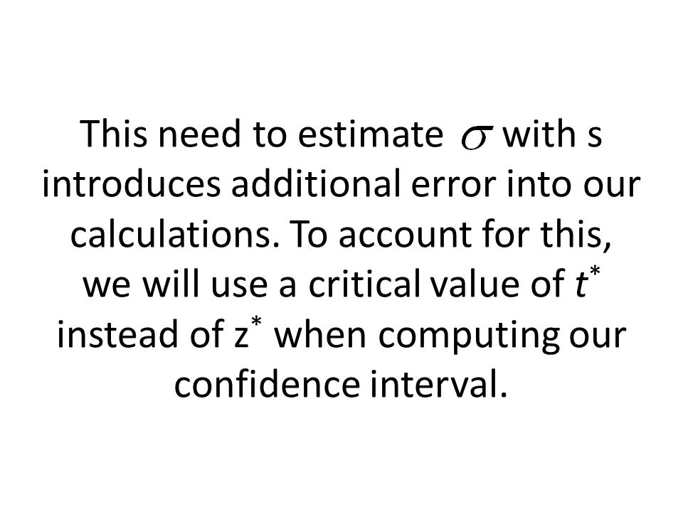 This need to estimate with s introduces additional error into our calculations.