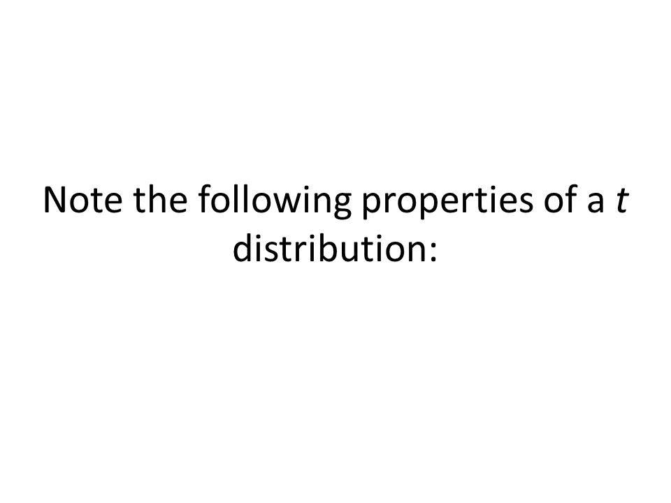 Note the following properties of a t distribution: