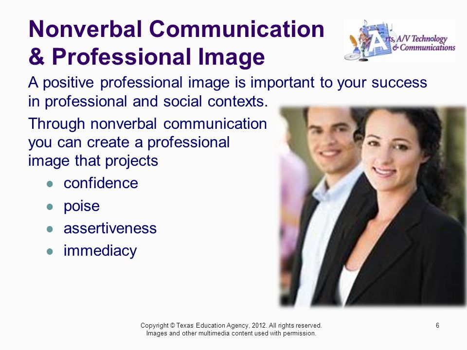 Nonverbal Communication & Professional Image A positive professional image is important to your success in professional and social contexts.