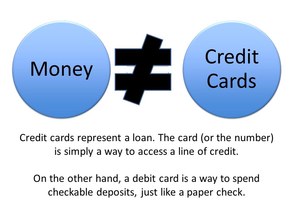 Money Credit Cards Credit cards represent a loan.