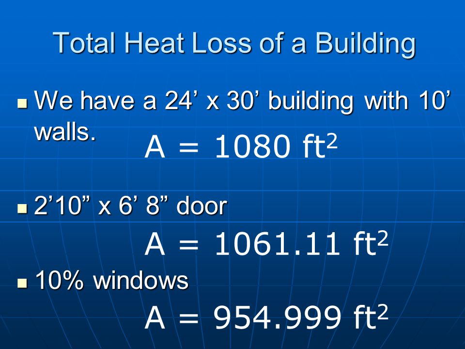Total Heat Loss of a Building The walls are made of vinyl siding with ½ insulating board, ½ plywood sheathing, 4 of blown in cellulose insulation, and ½ drywall.
