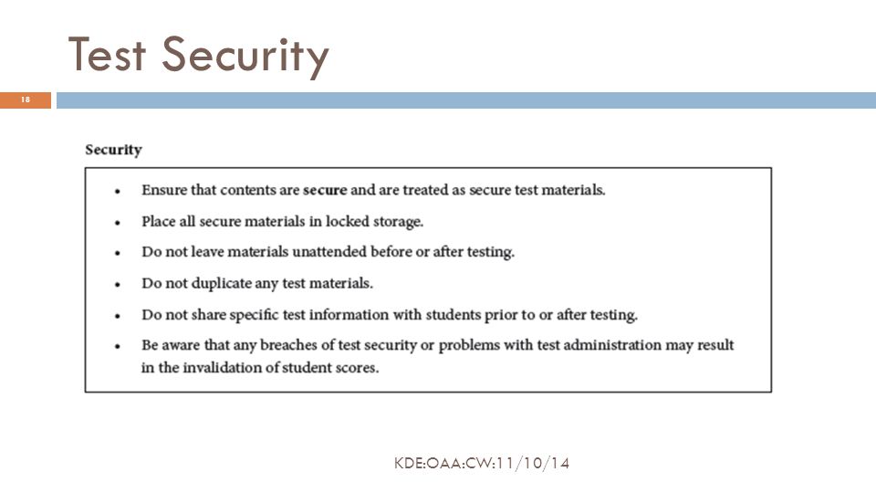 Test Security 18 KDE:OAA:CW:11/10/14