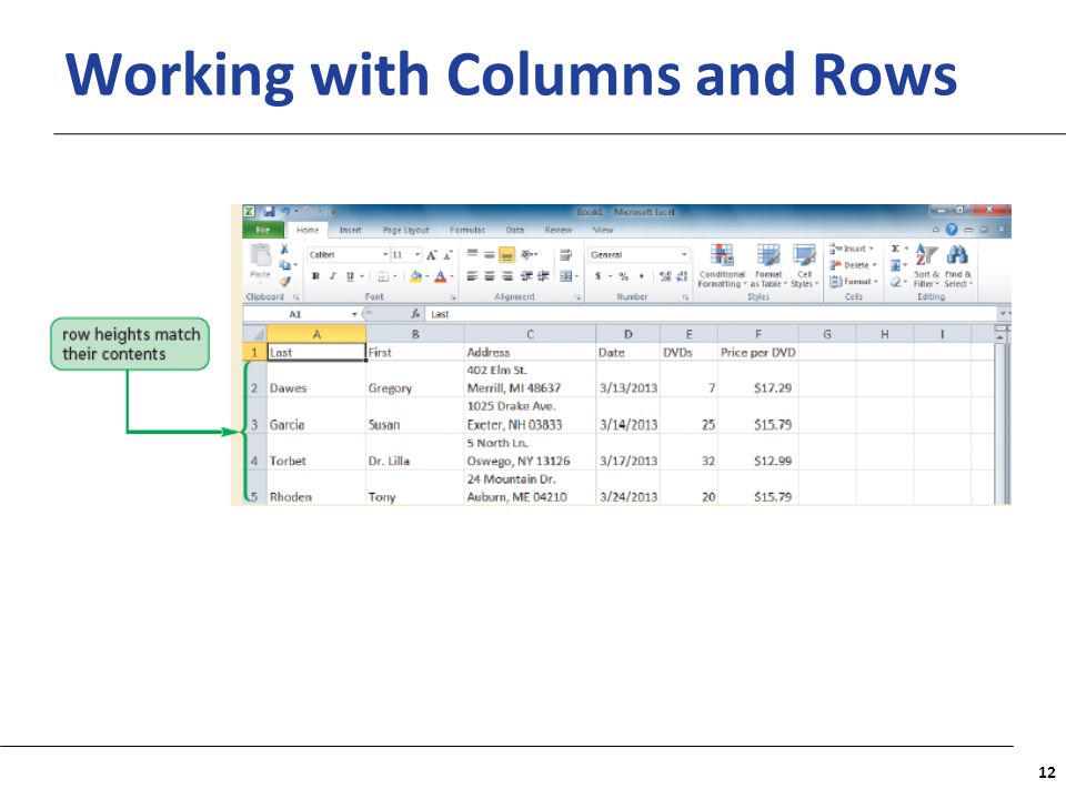XP Working with Columns and Rows 12