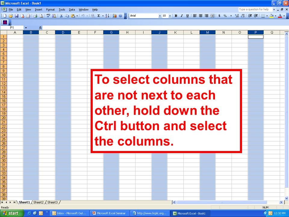 To select columns that are not next to each other, hold down the Ctrl button and select the columns.