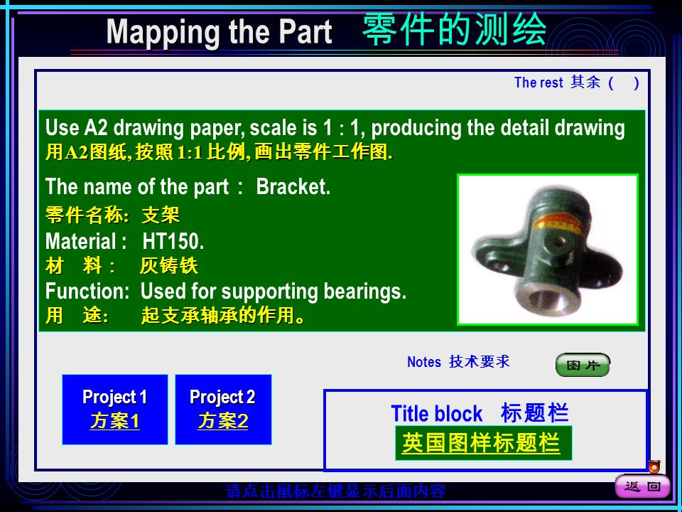 Project 1 Project 1 砂轮头架 表达方案 1 Mapping the Part 零件的测绘