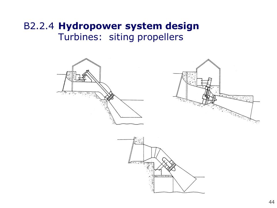 44 B2.2.4 Hydropower system design Turbines: siting propellers