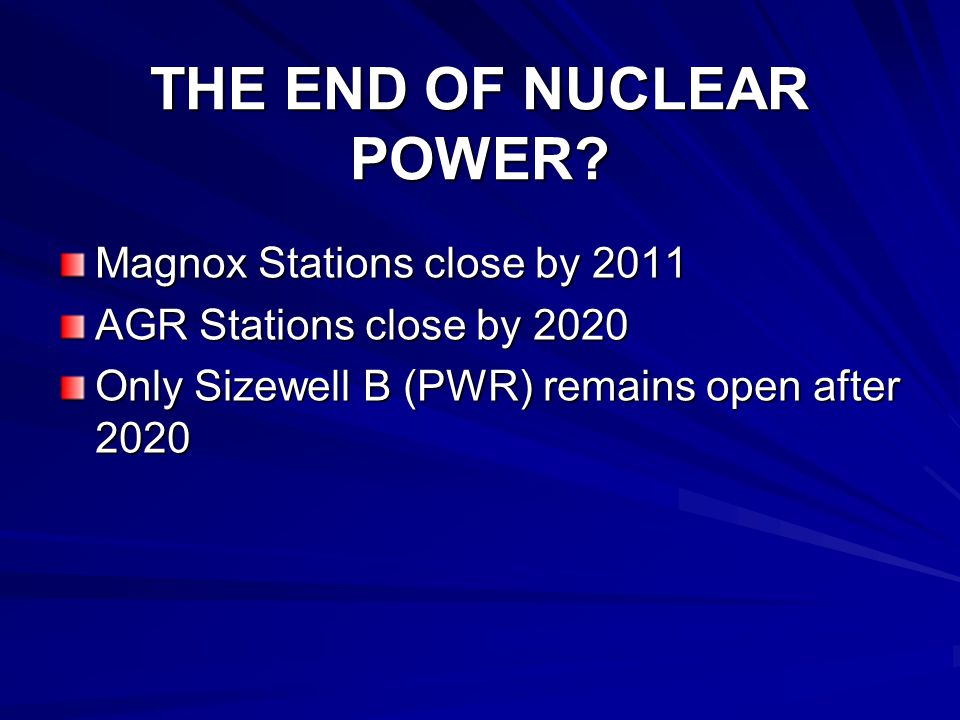 THE END OF NUCLEAR POWER.