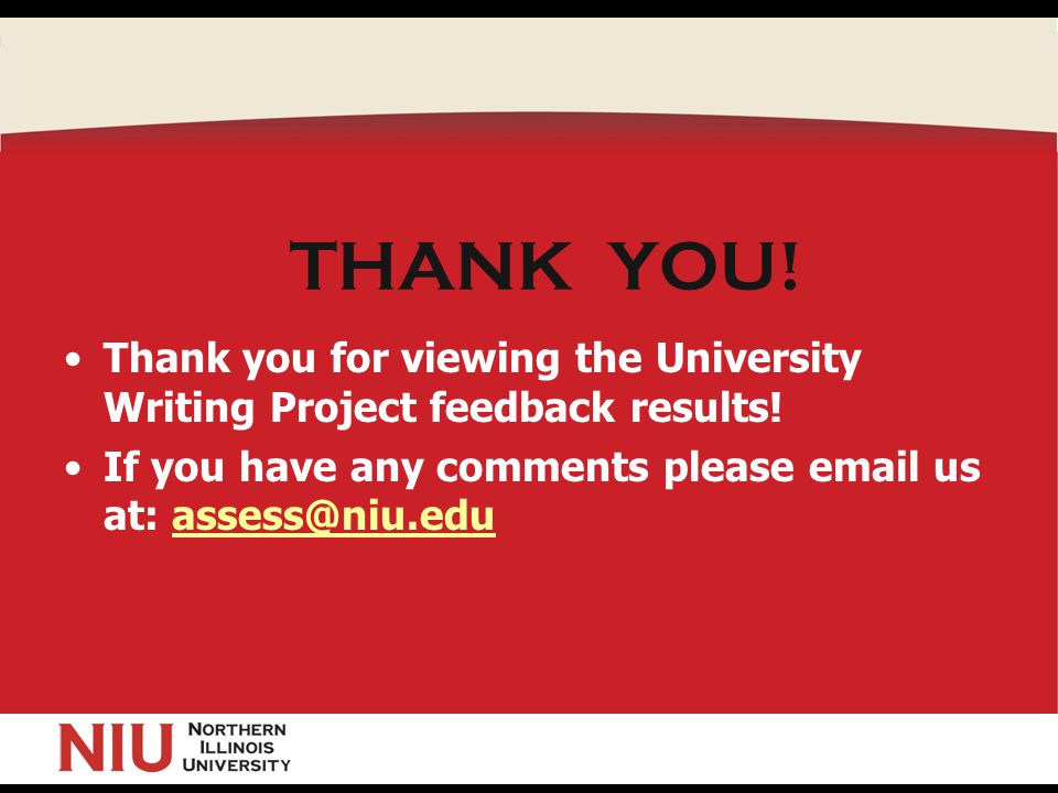 THANK YOU. Thank you for viewing the University Writing Project feedback results.