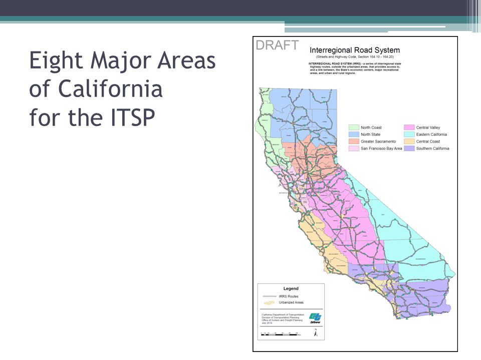 Eight Major Areas of California for the ITSP