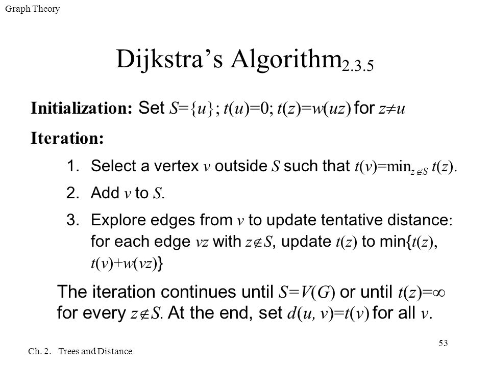 Graph Theory Ch 2 Trees And Distance 1 Chapter 2 Trees And Distance 2 1 Basic Properties 2 2 Spanning Tree And Enumeration 2 3 Optimization And Trees Ppt Download Graph Theory Ch 2 Trees And Distance 1 Chapter 2 Trees And Distance 2 1 Basic Properties 2 2 Spanning Tree And Enumeration 2 3 Optimization And Trees Ppt Download